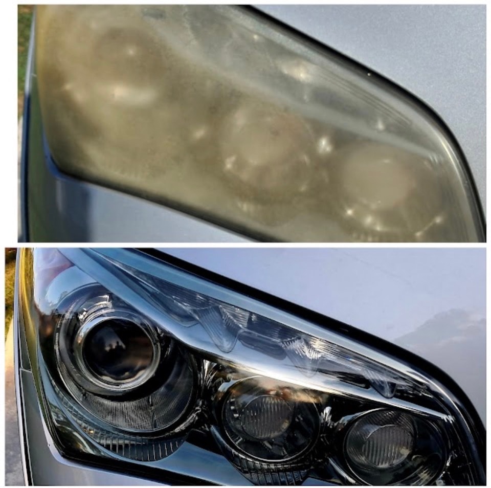 Mercedes-Benz round headlights before and after restoration